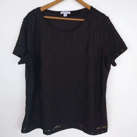 CALVIN KLEIN black textured top Womens size XXL - Picture 8 of 8